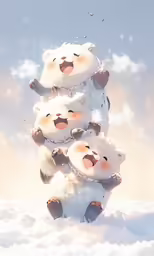 a drawing of a group of teddy bears in the snow