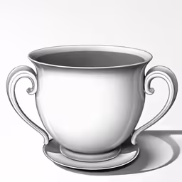 a drawing of a cup on a white surface