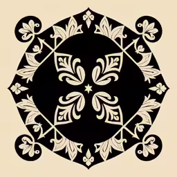 an ornate design in black and white