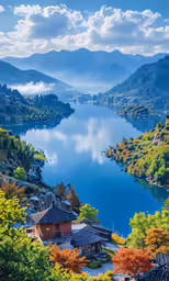 a lake that is next to a forest