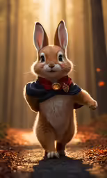 a bunny in the middle of a forest
