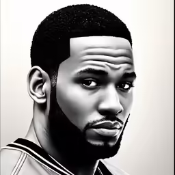 a man with a beard and a mohawk stares into the camera