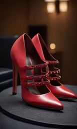 high heels with rivets and a single platform