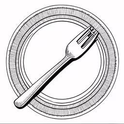 a black and white drawing of a fork