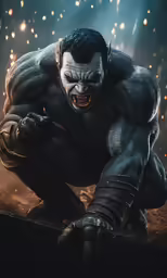 a large stuffed gorilla with horns and fangs