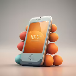 a smartphone with five different balls around it