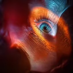 the human eye is reflecting the color of blue