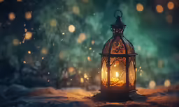 a candle burning inside of an antique looking lantern