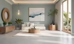 this is a room in a house that is decorated with art and furnishings