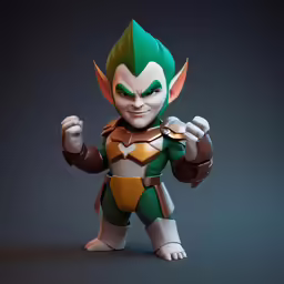 a toy figure is in action with a black background
