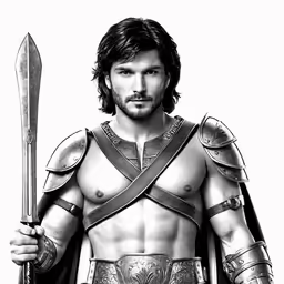a male character with armor, a sword and a helmet