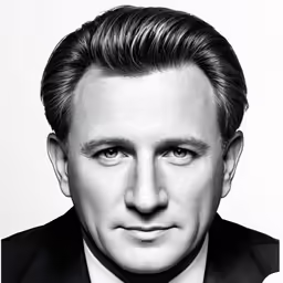 a man with a black tie and a suit on