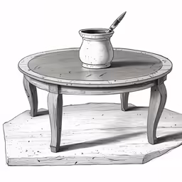 a drawing of a table and pen on the top