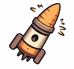 a cartoon image of a rocket ship, with an exploding star