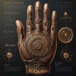 there is a hand that has a kobra design on it