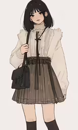 a woman wearing knee high boots and a skirt