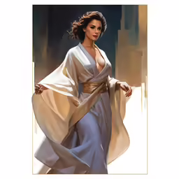 a woman is dressed in a white costume