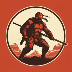 an illustration of a deadpool holding a gun