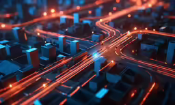 a city with an expressway running through it