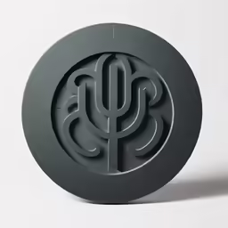an abstract circular shape in dark gray