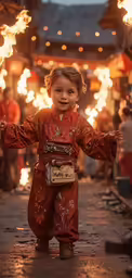 a young girl dressed in an asian suit