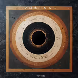 the design for a black and gold circular object