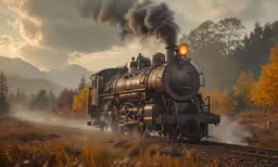 a steam engine is on the railroad tracks as it rides through a wooded area