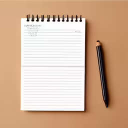a pen laying next to a notebook on a table