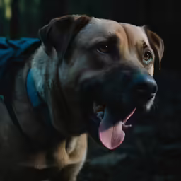 a dog with a backpack on its back