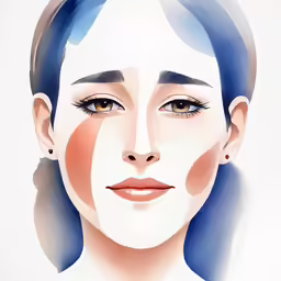 a woman has her face painted red, white, and blue