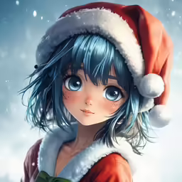 anime christmas wallpapers with a cute girl in a santa hat