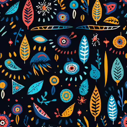 a colorful and vibrant fabric pattern that includes various trees
