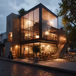a lit up house is on the ground