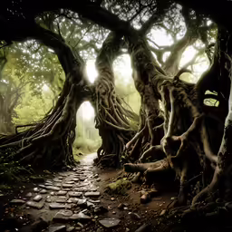 a path through a forest that is overgrown