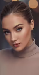 a woman is wearing a top knoted hair comb