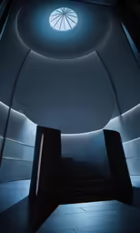 a large round window with light coming through the center