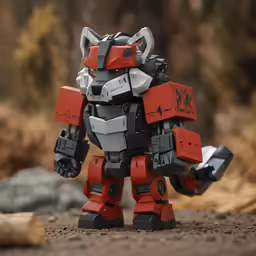 the toy robot is sitting on the ground