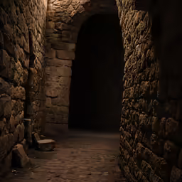 dark alley with stone walls and stone floor