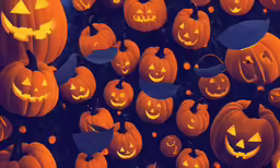 pumpkins are lit for halloween on the ground