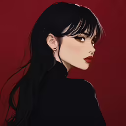 an artistic painting of a girl with a ponytail