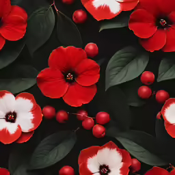 closeup photo of red and white flowers