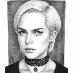 a woman wearing a choker and black top with piercings