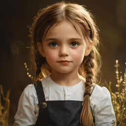young girl with braid in her hair and dress