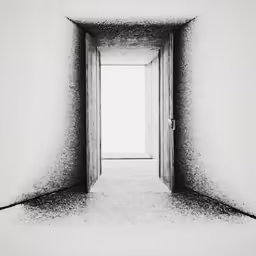 a door leading to another room with carpet floor