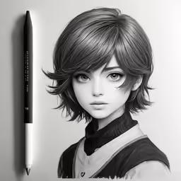 a pencil drawing of a woman with her face torn