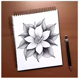 a drawing of a flower is shown with a pen