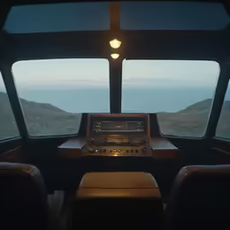 two small seats and a small radio on the dashboard