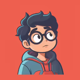a cartoon image of a kid with black hair