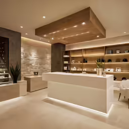 a reception area at an office