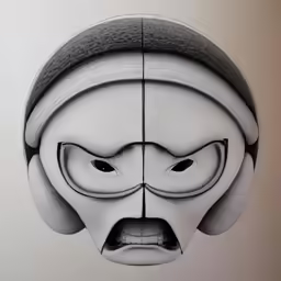 a white and black image of an alien like mask